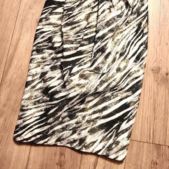 Badgley Mischka Collection Zebra Print Dress Gold Black Size 2 - Picture 5 of 10